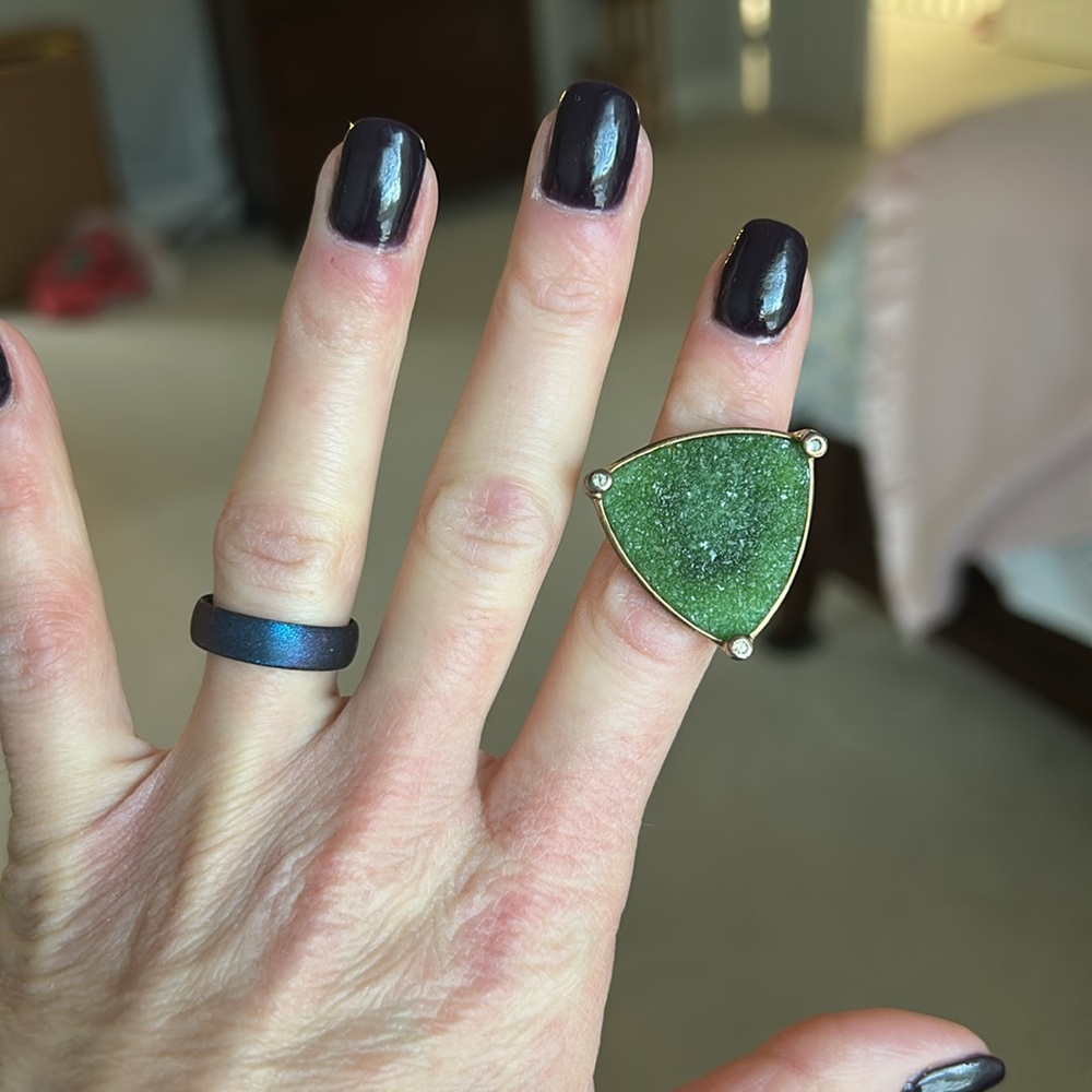 Green Garnet Druzy Ring